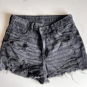 American Eagle Distressed Crossover Black Shorts